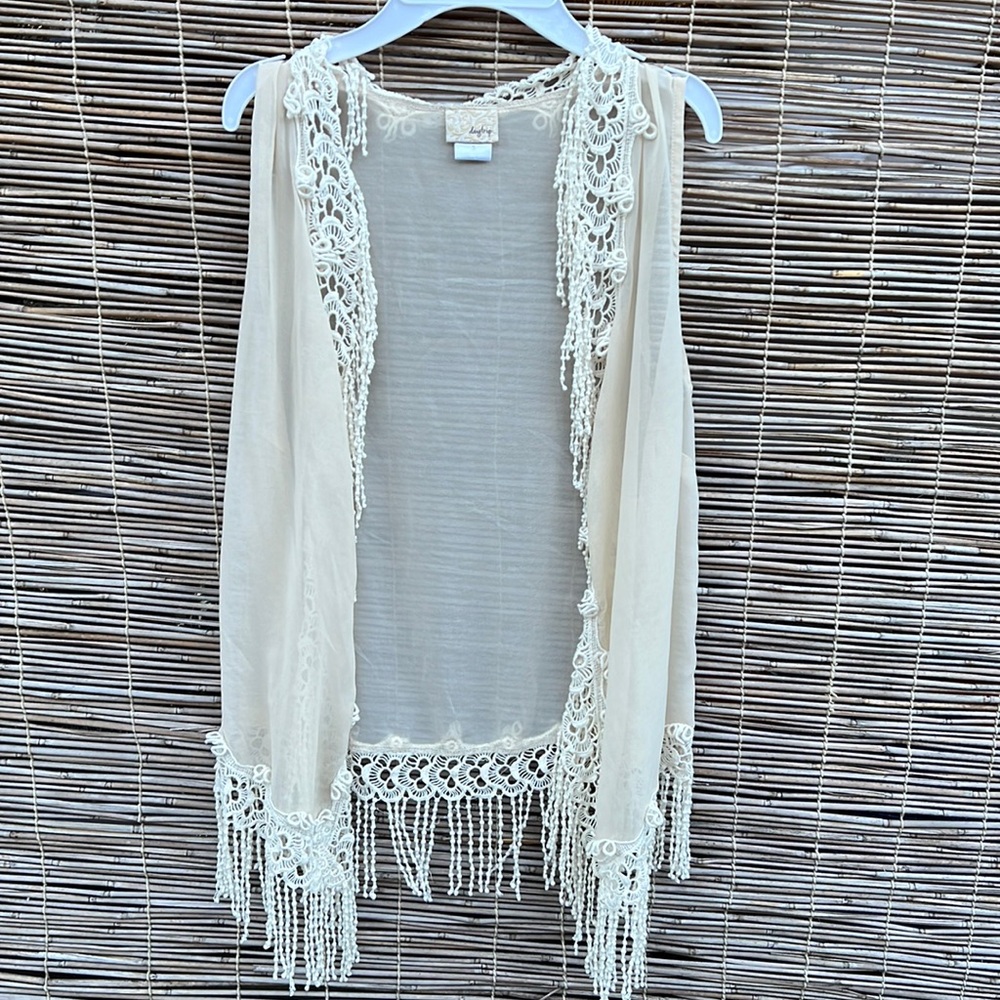 Daytrip size SMALL fringe lace cardigan
